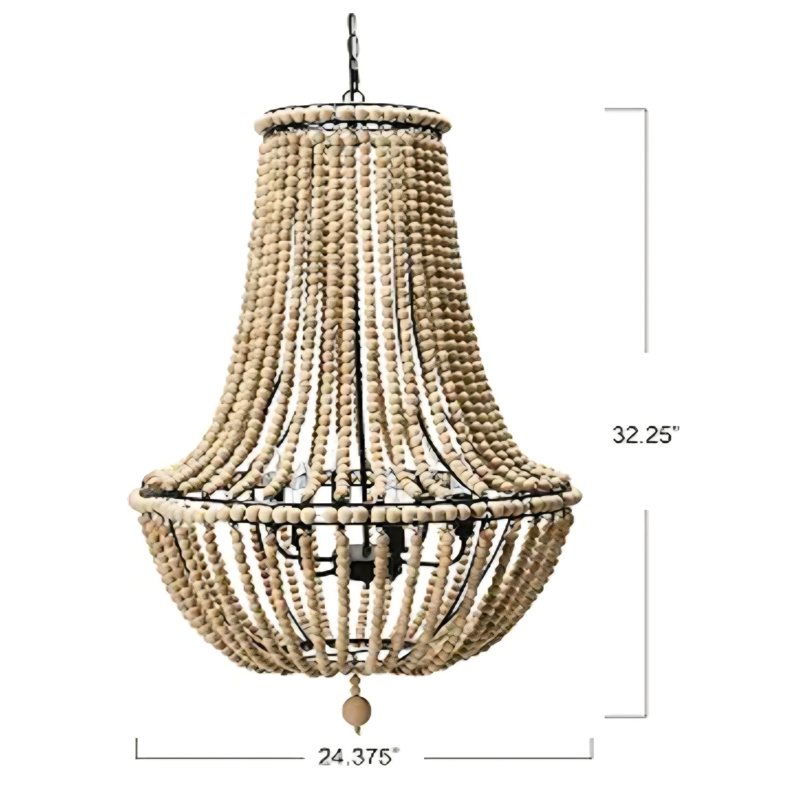 Draped Wood Bead Chandelier 32"L x 24.5" W x 32.25" H