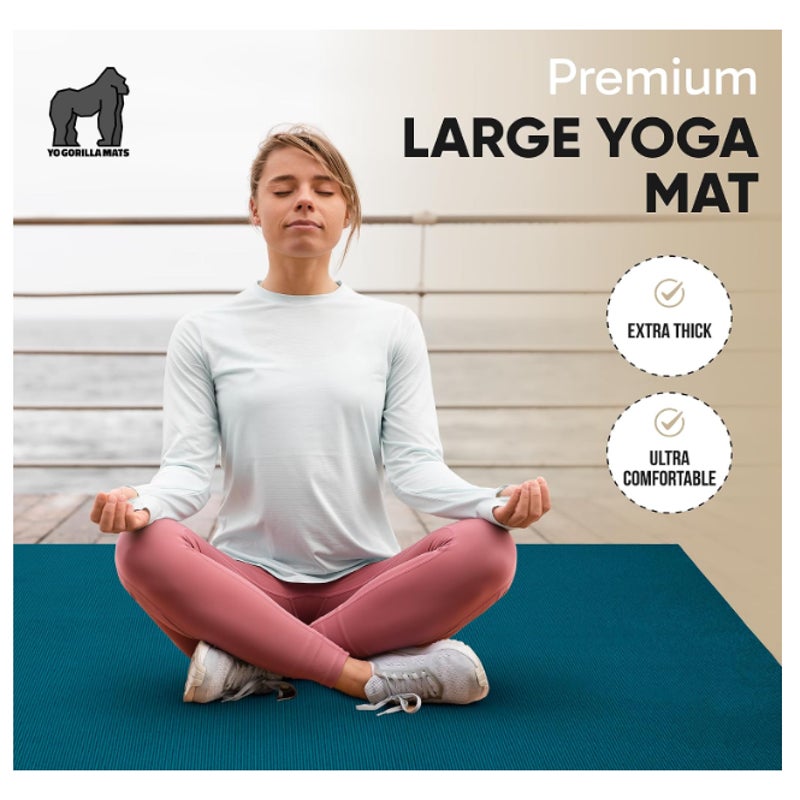 Gorilla Mats Extra Large Yoga Mat - 9x6/12x6/15x6 ft - 8mm Exercise Mat Extra Thick