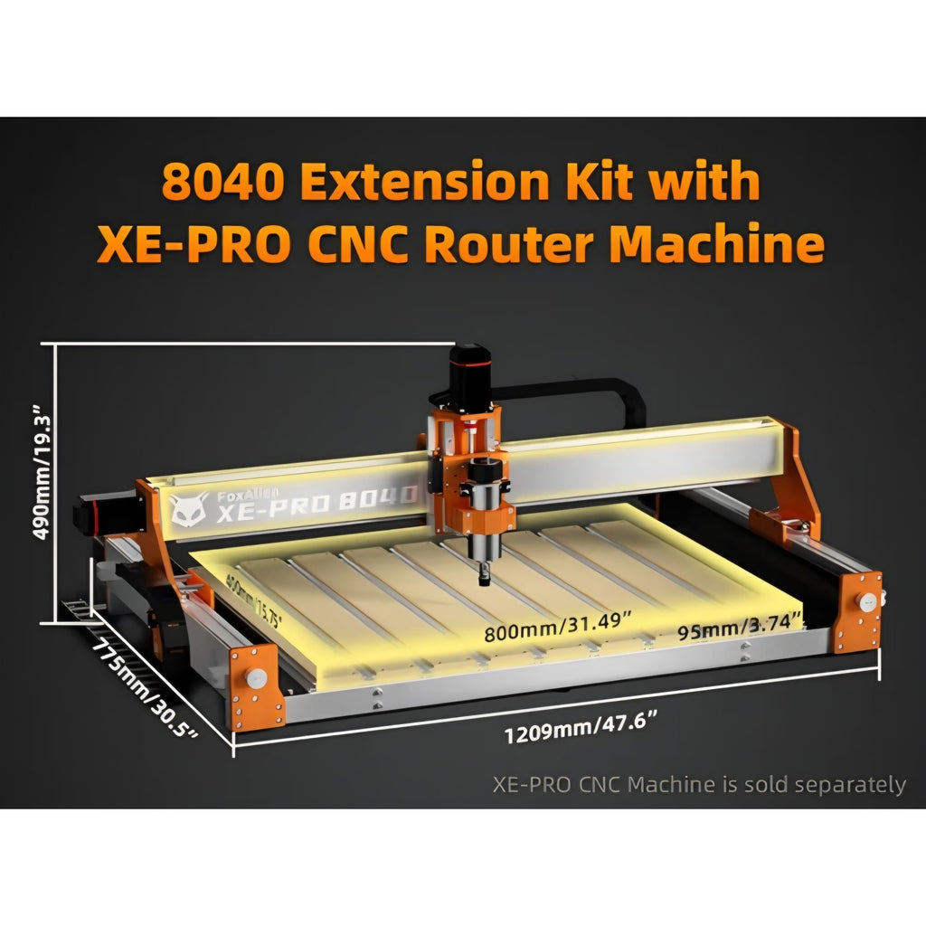 FoxAlien CNC XE-PRO 8040 X-axis Extension Kit with Upgraded Hybrid Spoilboard Worktable