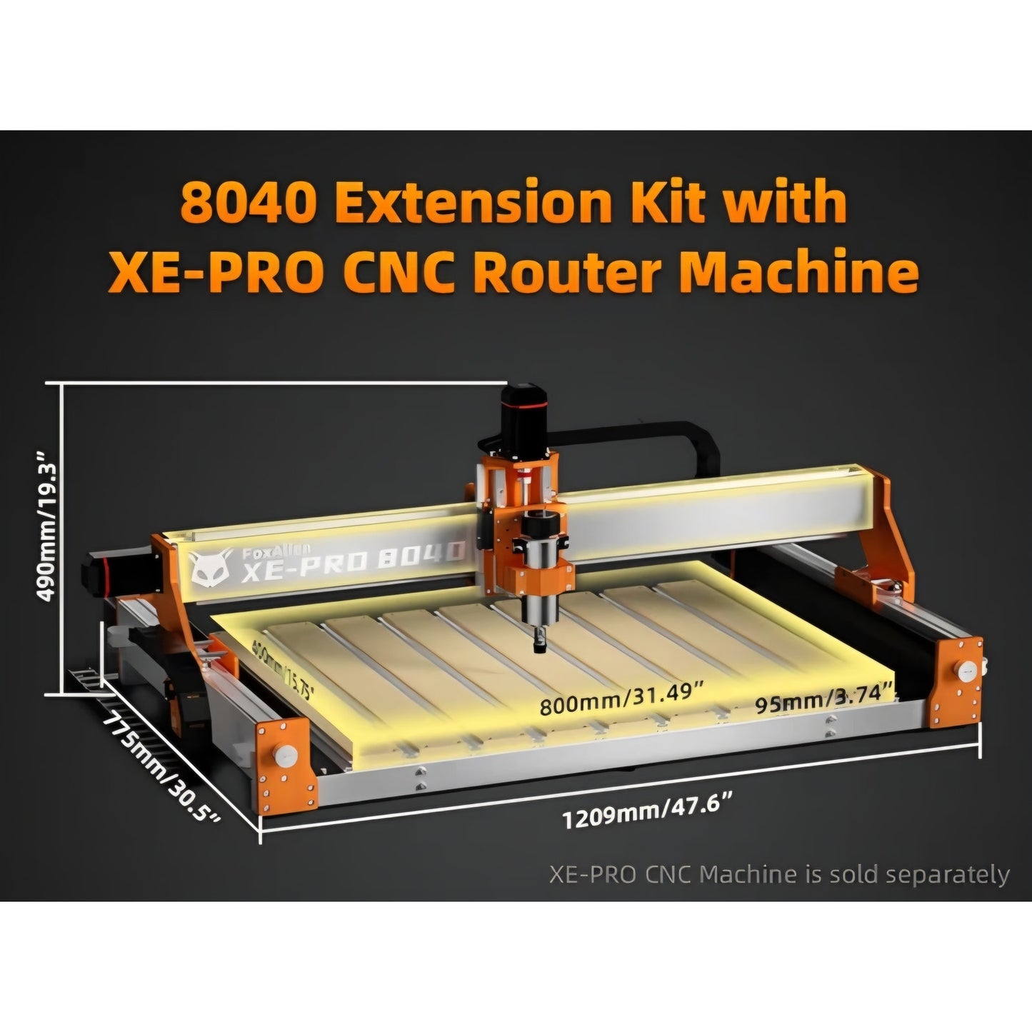 FoxAlien CNC XE-PRO 8040 X-axis Extension Kit with Upgraded Hybrid Spoilboard Worktable