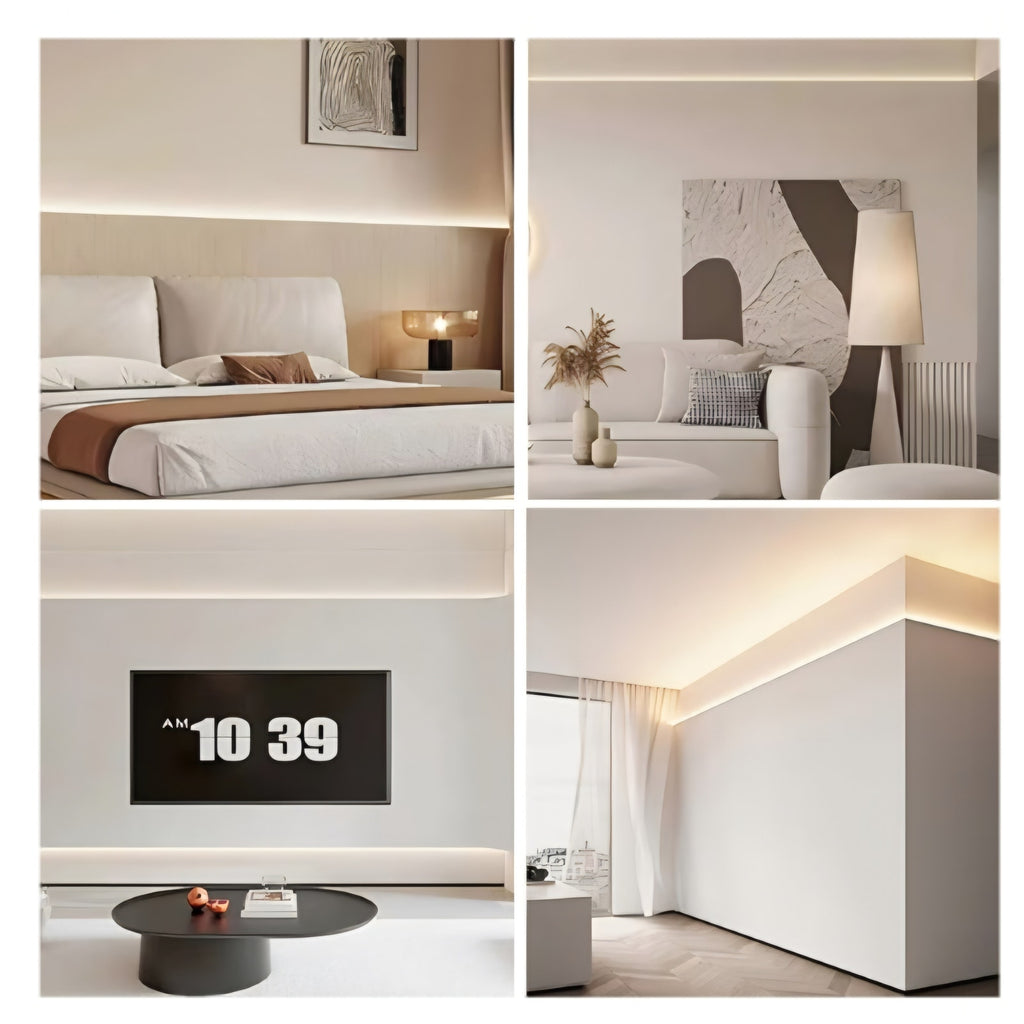 4Pack 6.6ft/2M Wall Washer LED Strip Light Diffuser Aluminum Channel, Trimless Recessed Wall Alumin