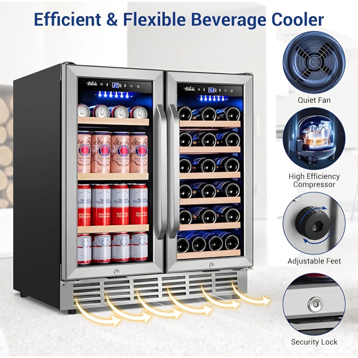 Wine and Beverage Refrigerator 30 Inch, Upgrade Dual Zone Wine Cooler, 30'' Wine beverage Fridge