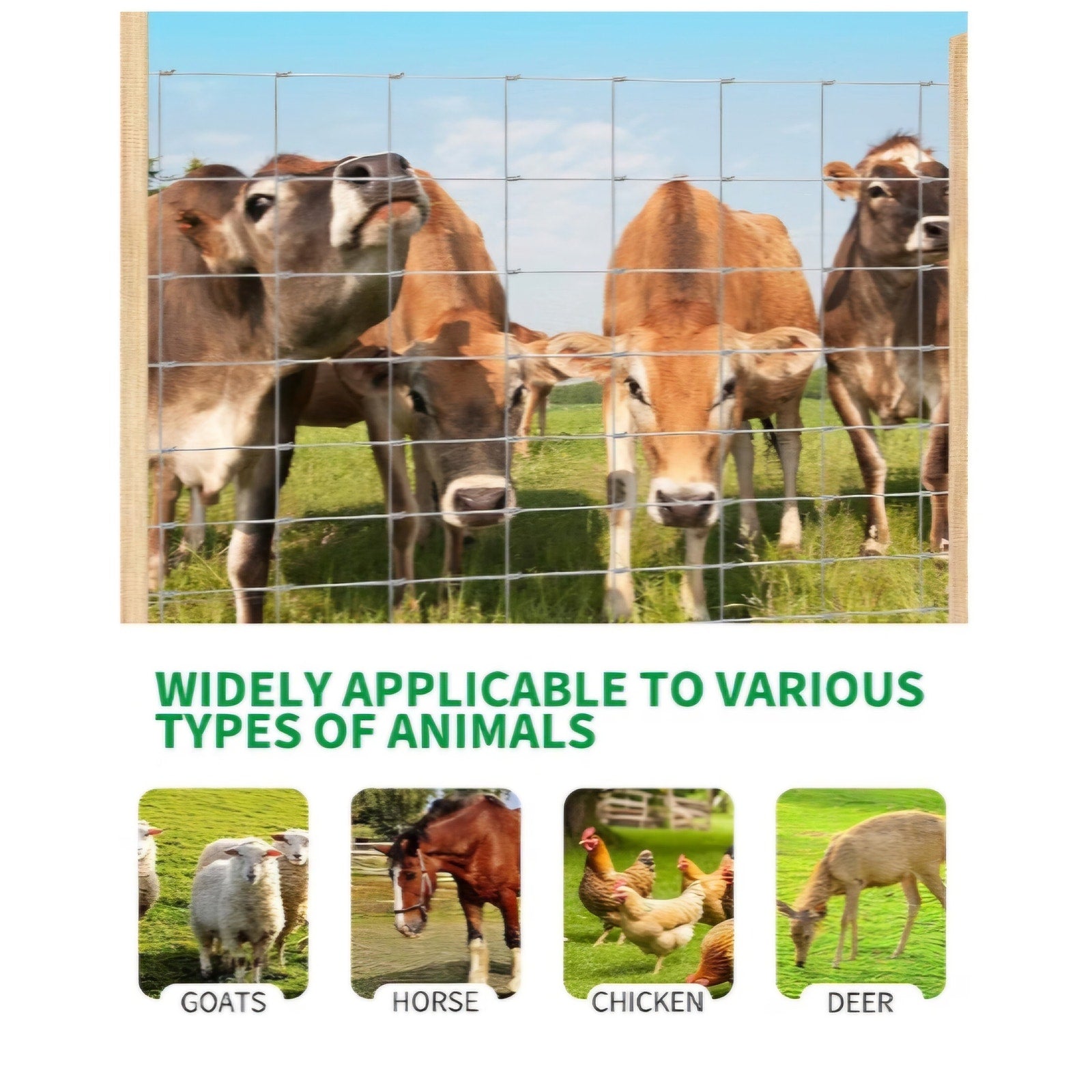 Cattle Fence 4Ft x 328, 13 Gauge Galvanized Wire Fencing, Hinge Knot Woven Wire Fence