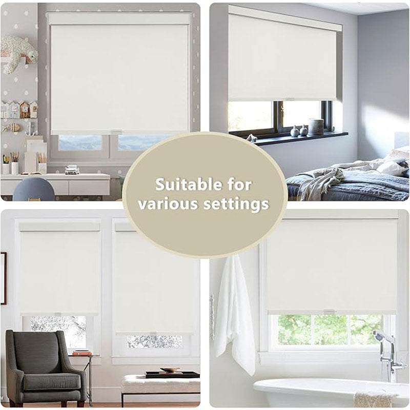 Cordless Blackout Roller Shades Blinds for Windows Free-Stop, Beige 62"Wx72" H