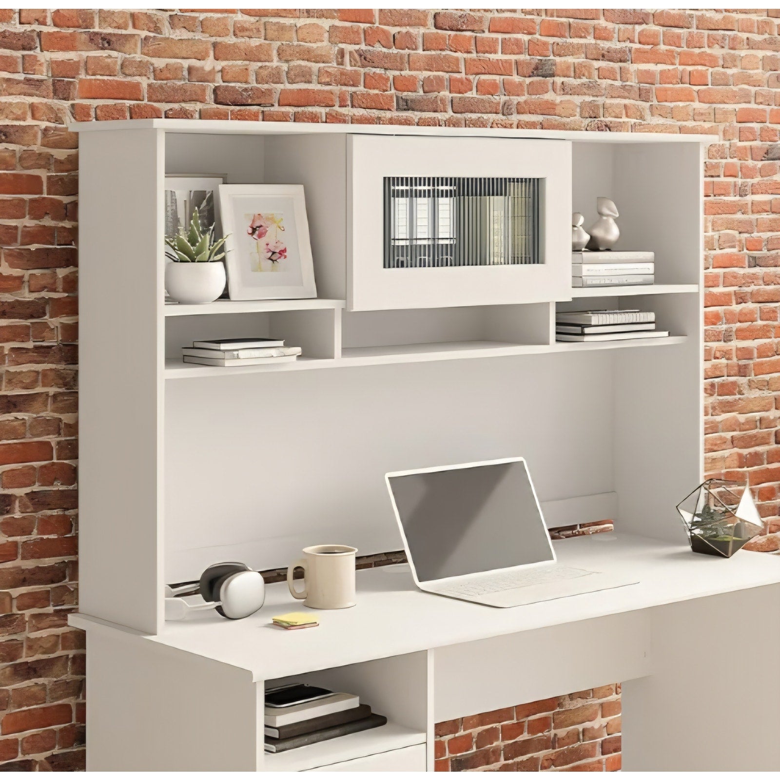 Bush with desk Home Cabot 60W Hutch, White