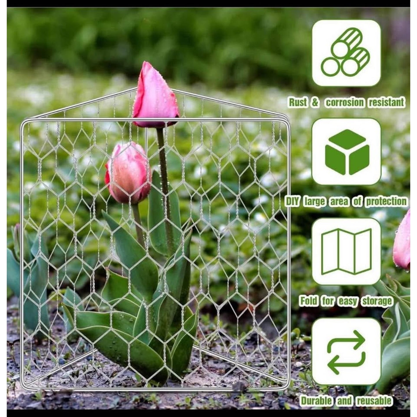 Zubebe 16 set wire plant protectors square wire plant cages mesh 12 x 20