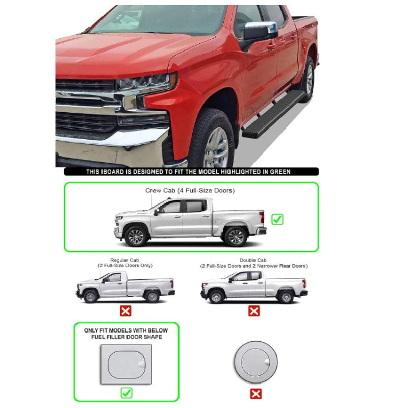 APS 6in Stainless Steel Running Boards GMC Sierra 1500 2019-2026 Cab & 2500 HD 3500 HD 2020-2026