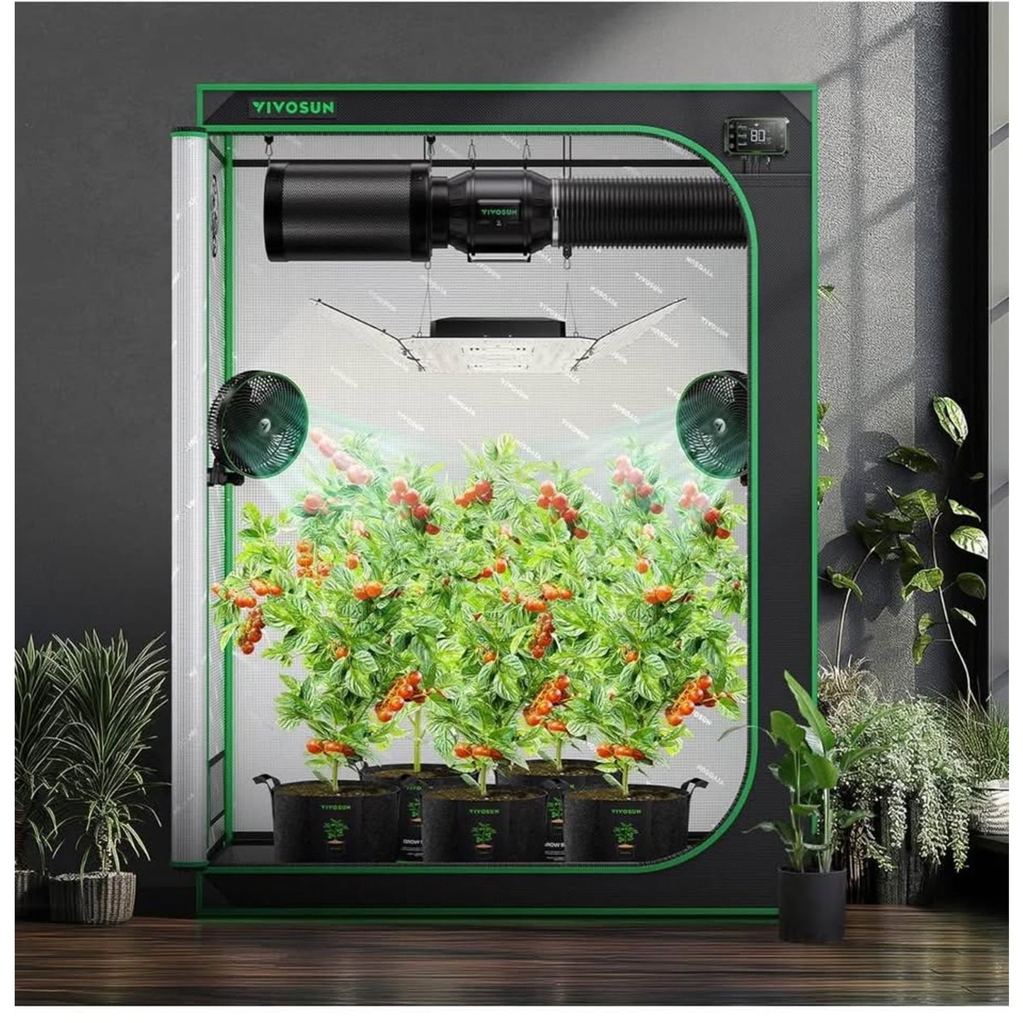VIVOSUN S538 5x2 Grow Tent, 60"x32"x80" High Reflective Mylar with Observation Window and Floor Tray