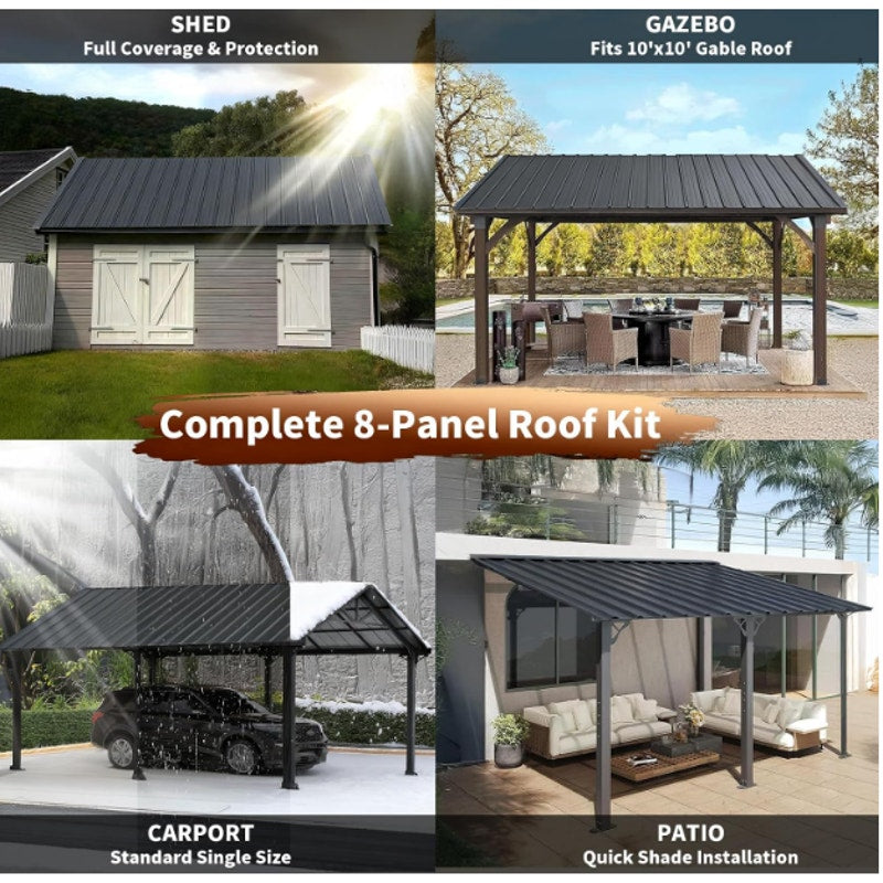 Extra-Wide Coverage Metal Roof Panels (62"x33") Corrugated Galvanized Steel with Screws