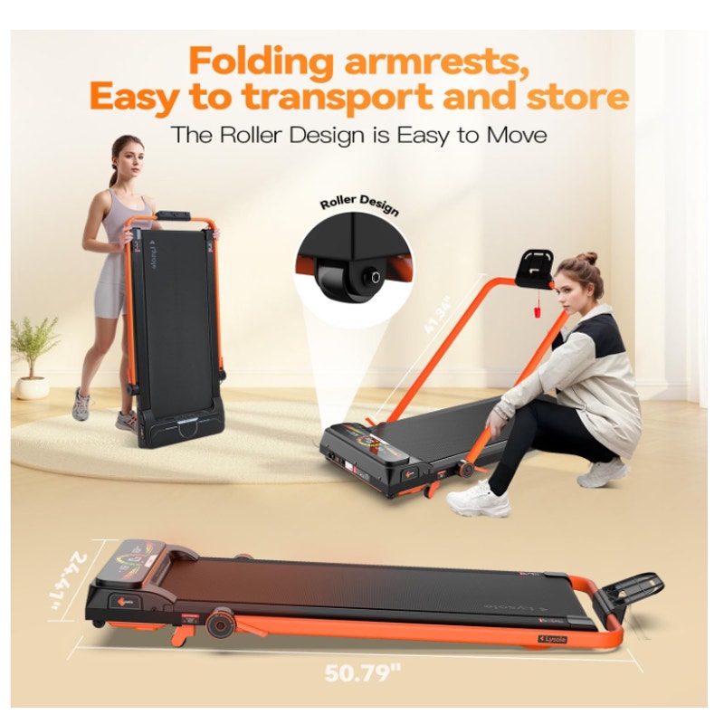 Lysole Folding Walking Pad Treadmill with Vibration&Incline,4-in-1 Under Desk