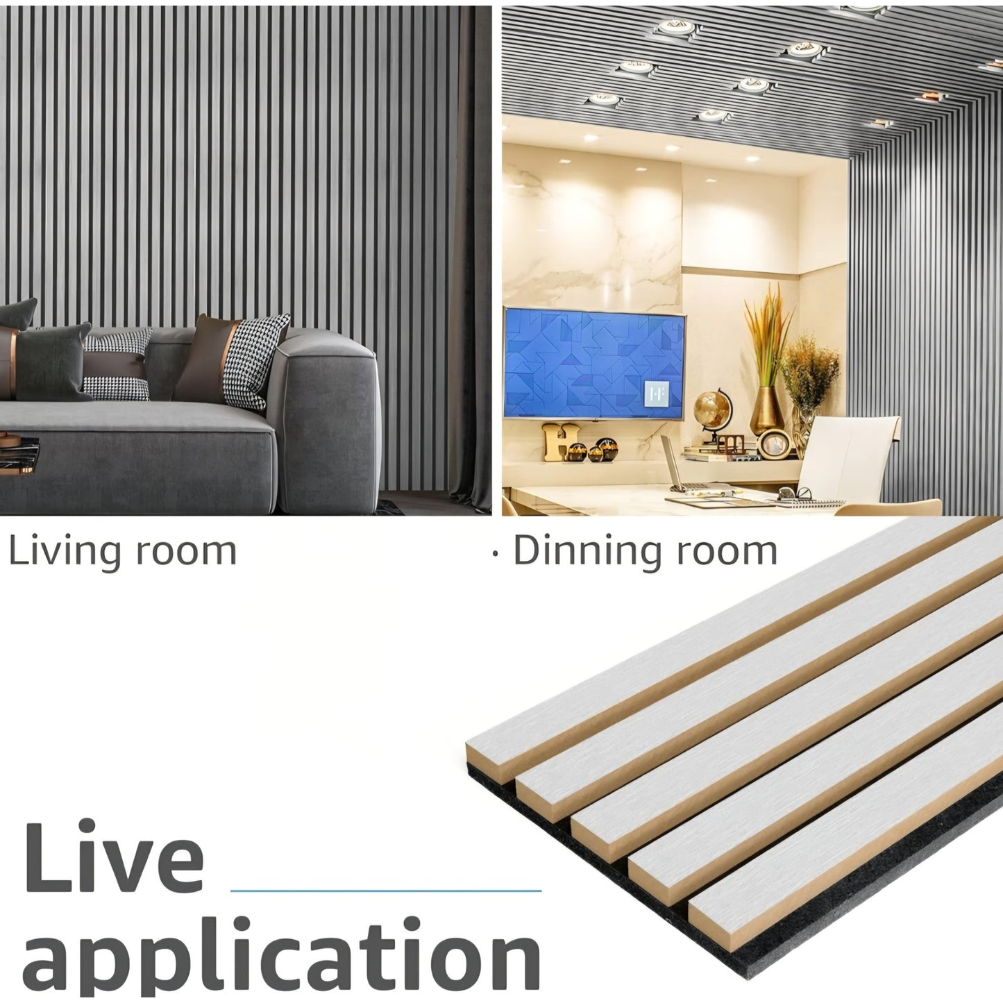 Art3d 4-Piece Wood Slat Acoustic Panels for Stylish Decor and Noise Reduction, Brushd silver