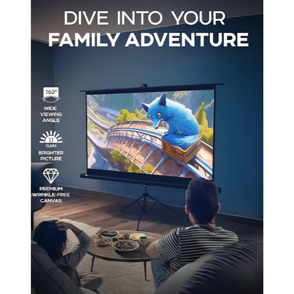 Projector Screen with Stand 84" - Indoor & Outdoor Projection Screen for Movie or Office