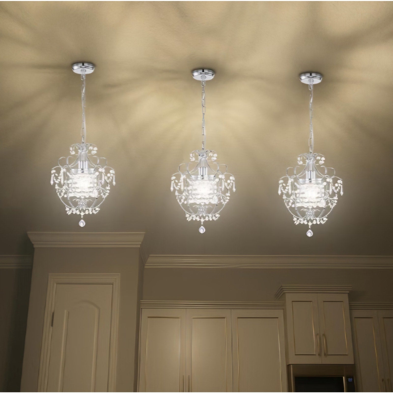 Small Chandelier for Bedroom, 90% Pre-Assembled Chrome Chandelier, Mini Acrylic Crystal Chandelier