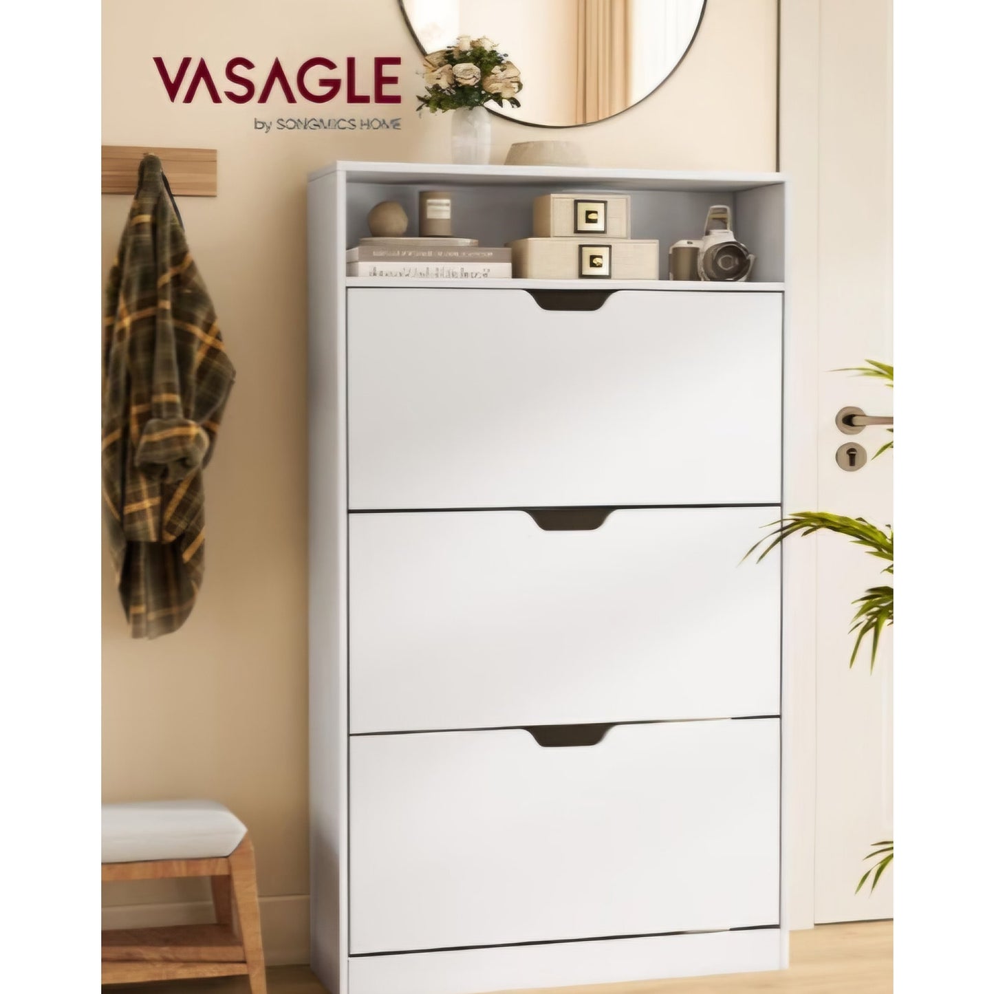 VASAGLE Custos Collection Shoe Organizer, Adjustable Dividers 9.4 x 31.5 x 54.5 Inches