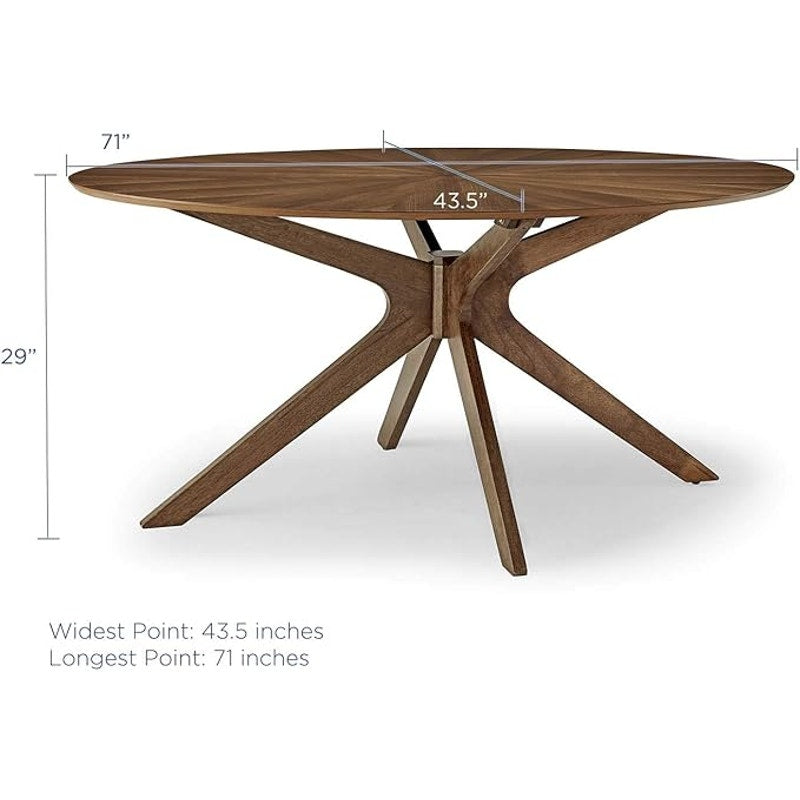 Modway Crossroads 71" Oval Wood Dining Table, Walnut