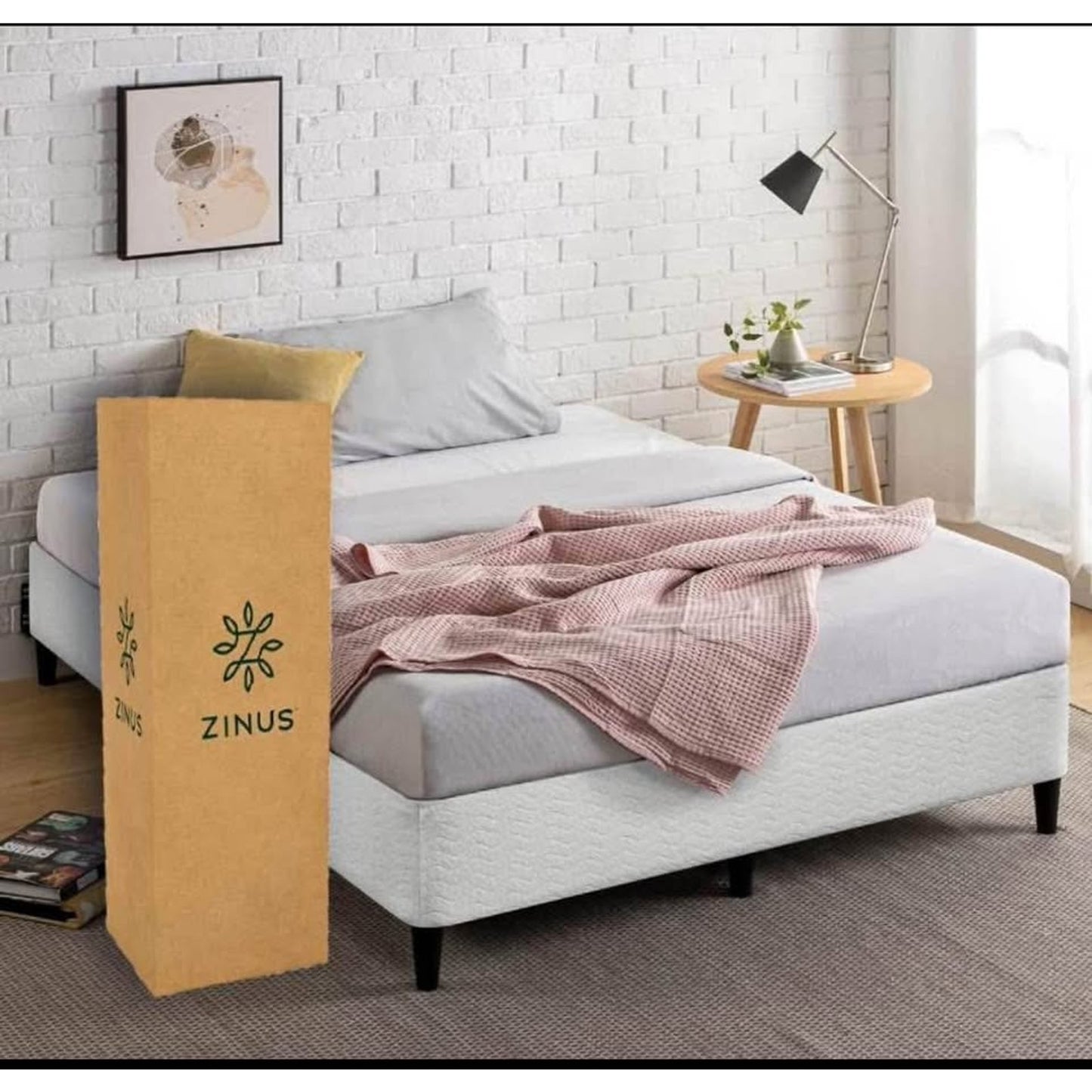 ZINUS Keenan Metal Mattress Foundation, Standing Box Spring, Headboard Brackets Included, Easy Assem
