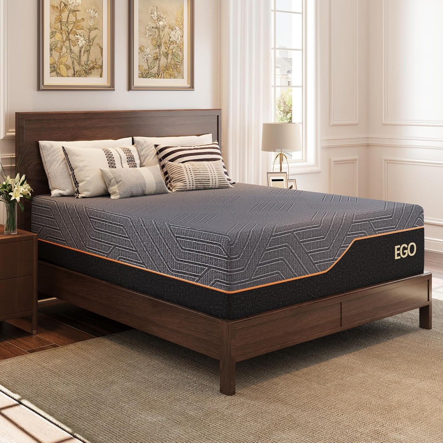 MLILY EGOHOME 14 In Twin XL Mattress, Copper Gel Memory Foam Mattress for Pain Relief, Medium, Black