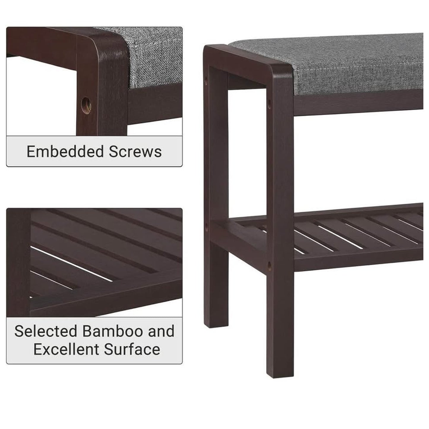 SONGMICS Shoe Rack Bench with Cushion Upholstered Padded Seat, Storage Shelf, Shoe Organizer, Holds