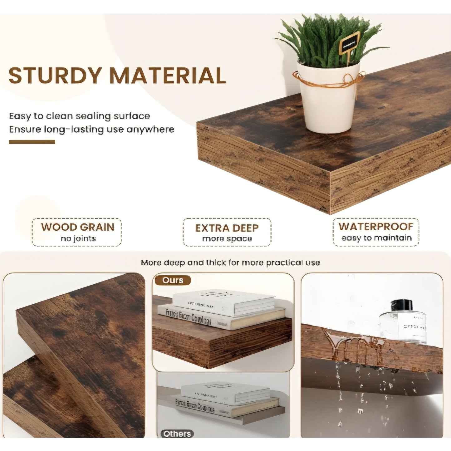 Axeman Floating Shelves for Wall, Rustic Wood Wall Mounted Shelves for Bathroom, Bedroom