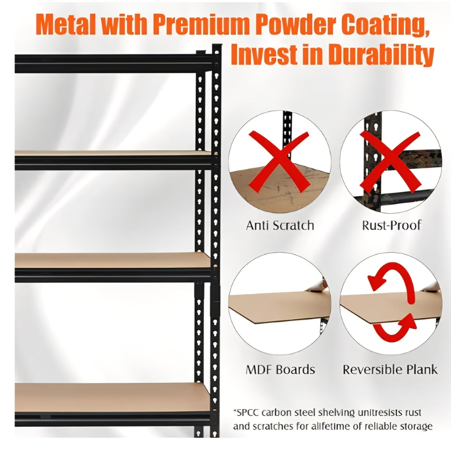 Heavy Duty Garage Shelving Units,5-Tier Adjustable Storage Shelves,48 x 24 x 72in