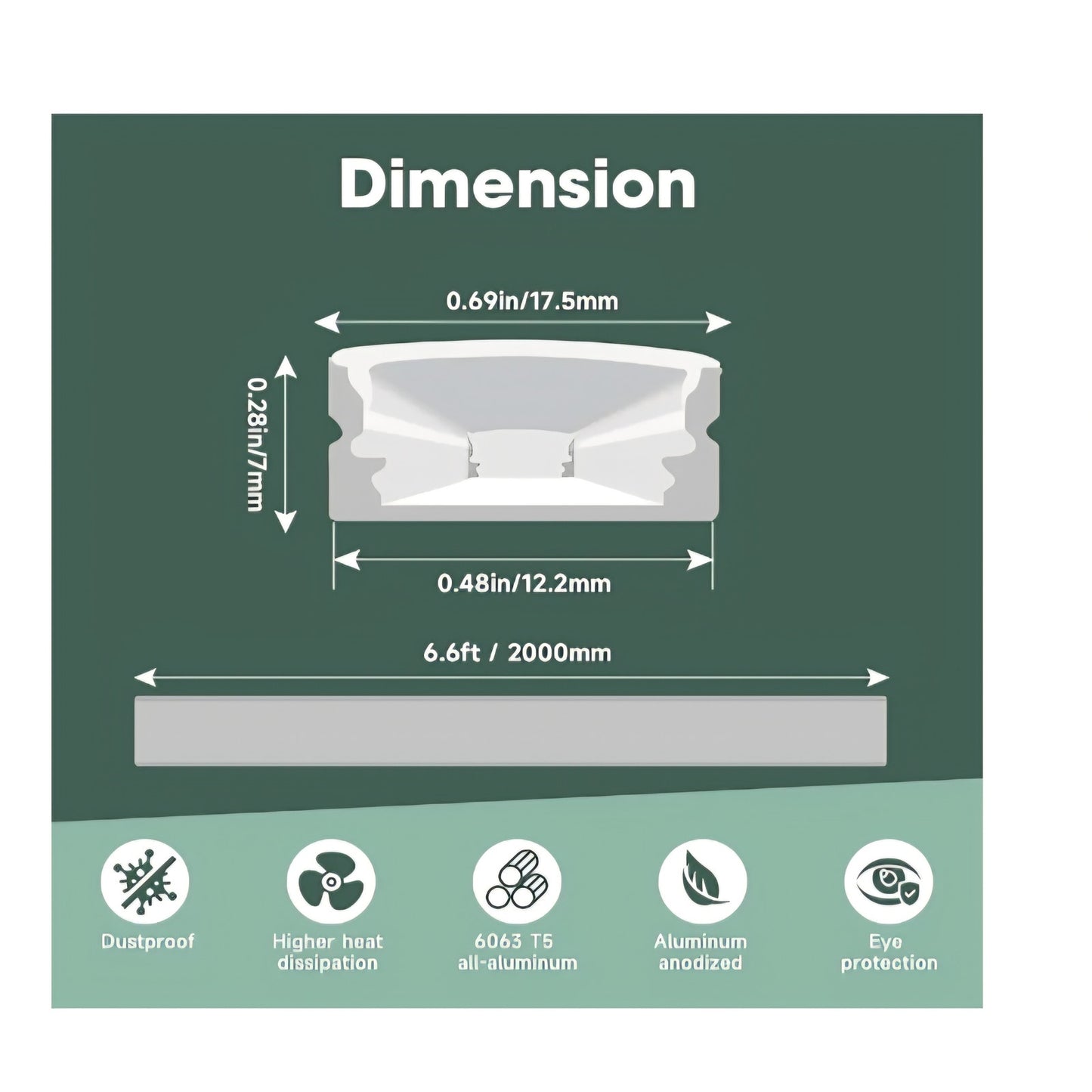 10-Pack 6.6ft/2Meter U Shape White LED Aluminum Channel System with Milky Cover,
