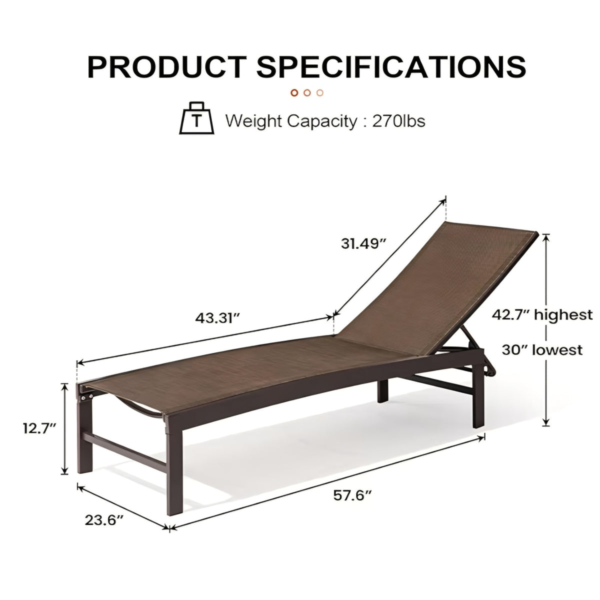 Crestlive Products Outdoor Lounge Chairs, Aluminum Pool Chaise Lounge Chairs,