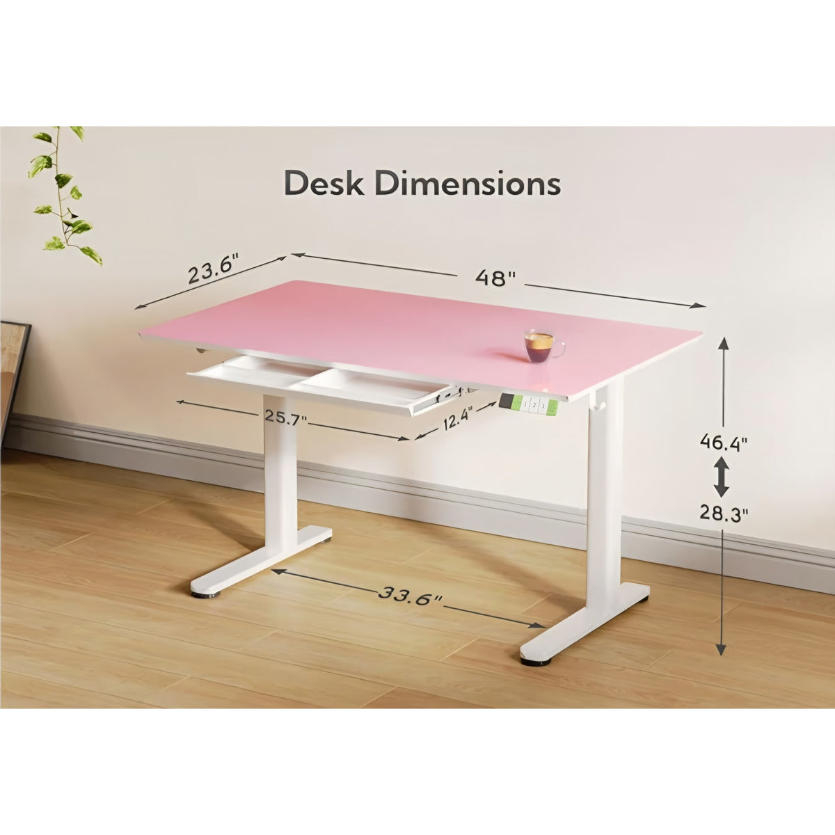 Glass Standing Desk with Drawers, Adjustable Height Stand Up Desk