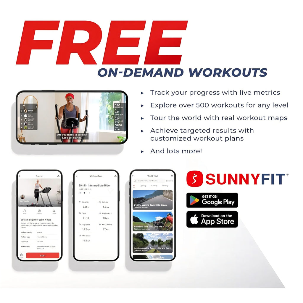 Sunny Health & Fitness Smart Recumbent Bike, Full-Body Home Training with Arm/Leg Exercisers,