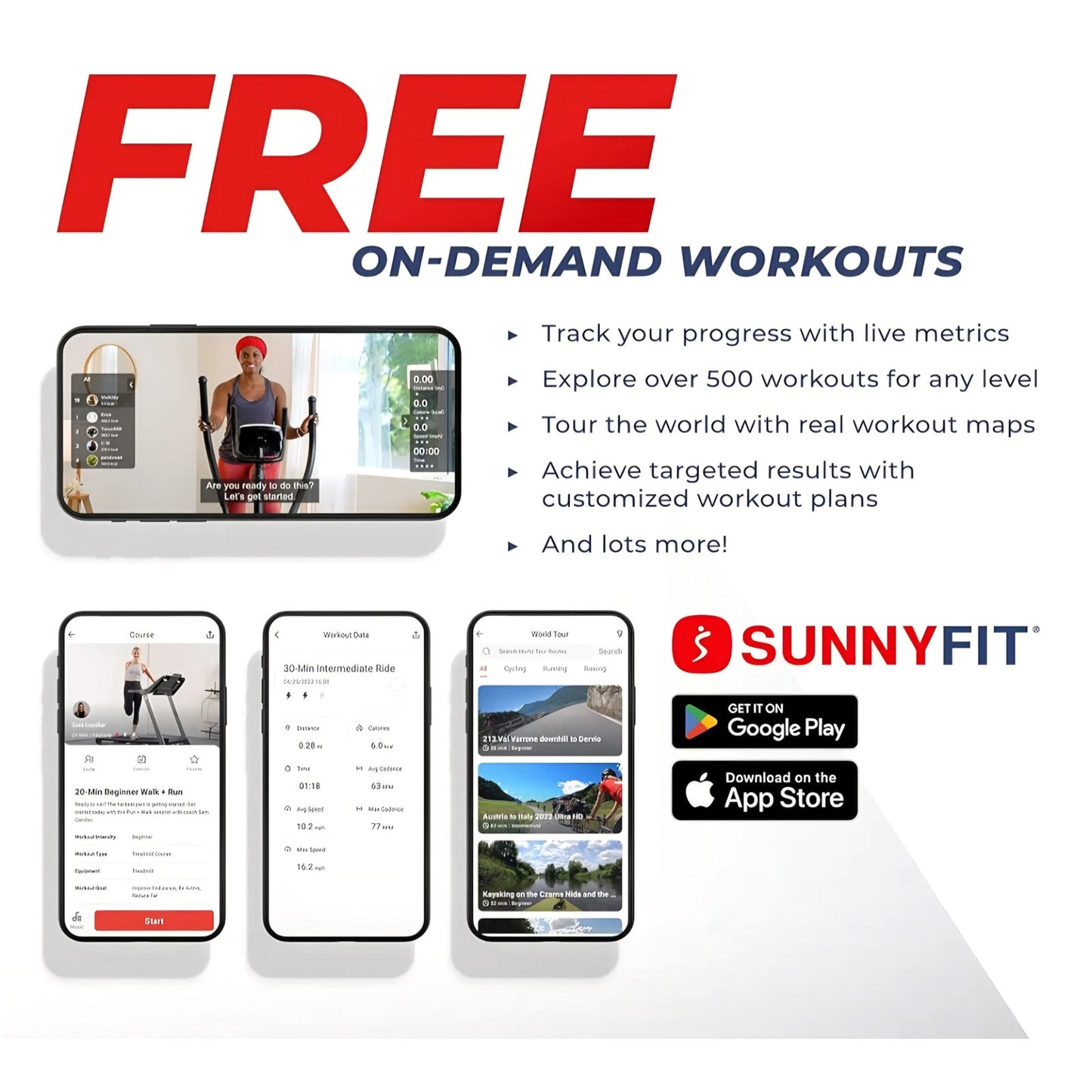Sunny Health & Fitness Smart Recumbent Bike, Full-Body Home Training with Arm/Leg Exercisers,