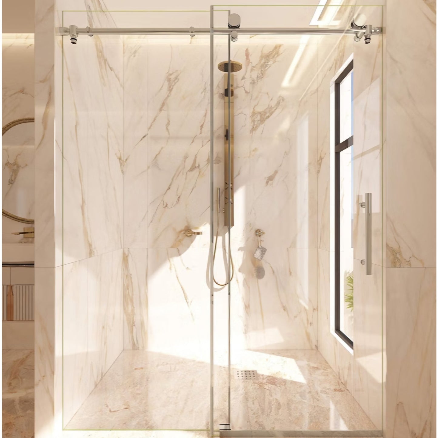 Murano Economy 44-48 inch W x 76 inch H Frameless Sliding Shower Door, Bathroom Glass Door 5/16"