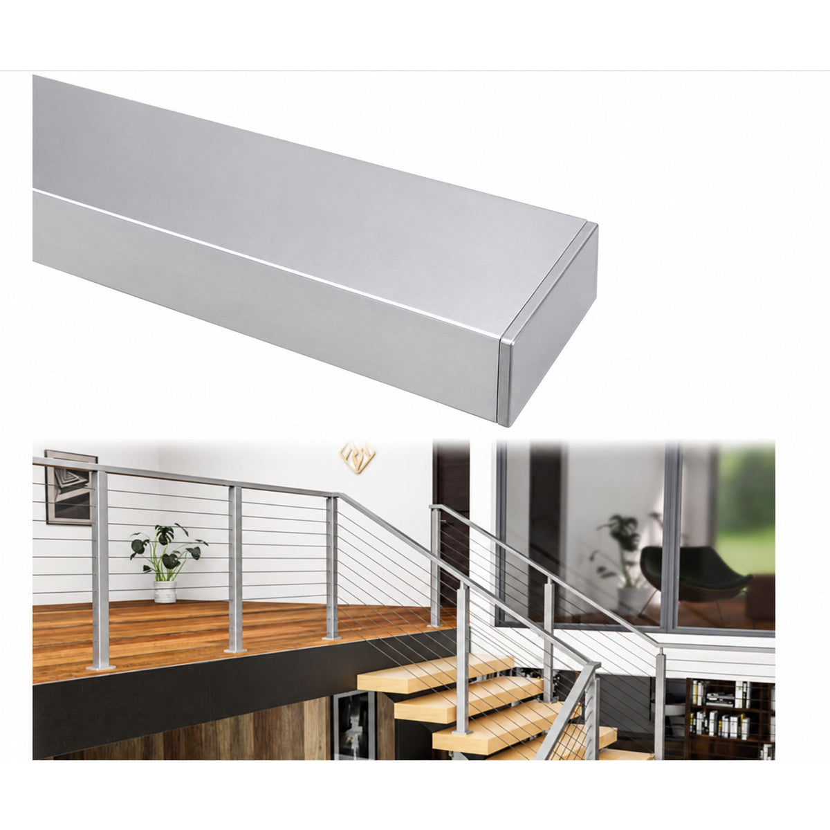 Muzata 6'6" Black Stainless Steel Cable Railing Handrail HT10 BP4