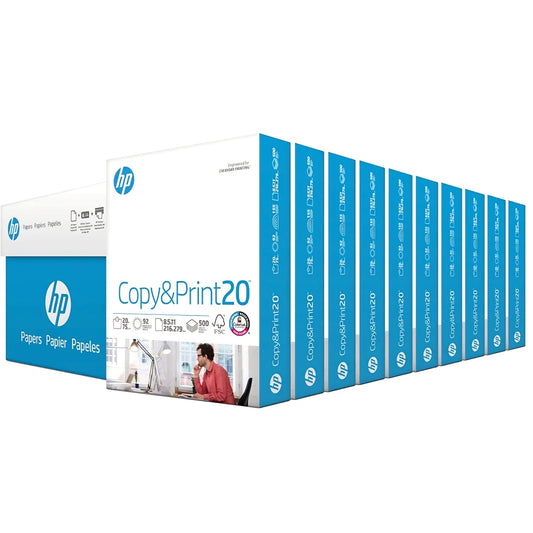 HP Printer Paper | 8.5 x 11 Paper | Copy &Print 20 lb | 10 Ream Case - 5,000 Sheets | 92 Bright