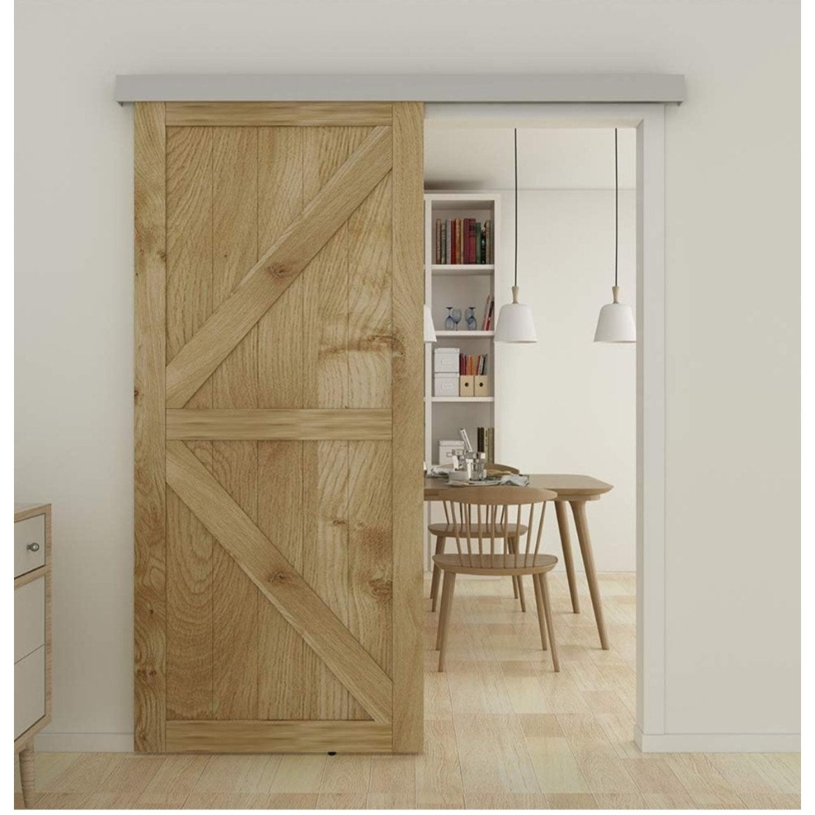 JUBEST 6FT Sliding Barn Door Hardware Kit, Aluminium Alloy Box Rail Hidden Sliding Door Hardware,