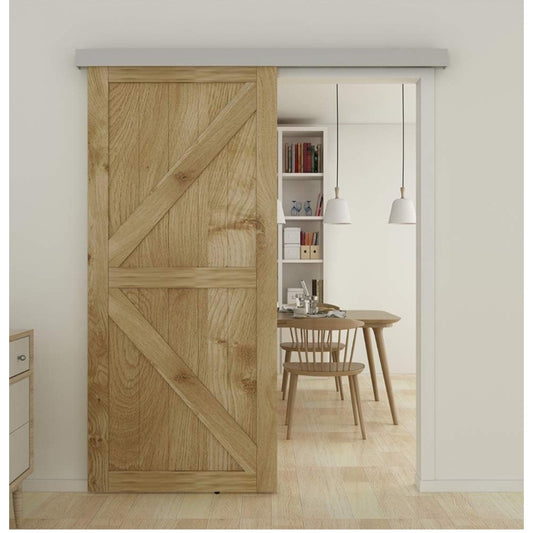 JUBEST 6FT Sliding Barn Door Hardware Kit, Aluminium Alloy Box Rail Hidden Sliding Door Hardware,