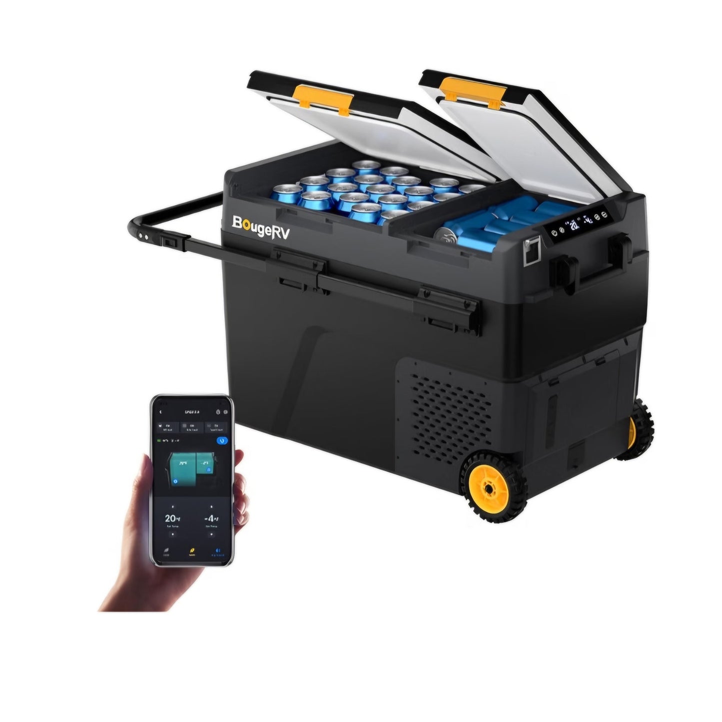 BougeRV 52 Quart Portable Fridge Freezer, 12 Volt Car Refrigerator, -4℉ to 68℉