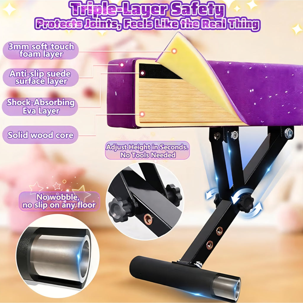 Adjustable balane Beam for Kids - 8FT Gymnastics Beam - high and Low Floor Beam