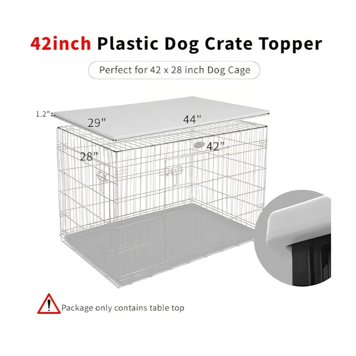 Rockever 44 Inch Dog Crate Topper Countertop for 42 Inch Dog Cage, Dog Crate Cover