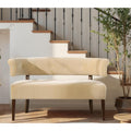 Jennifer Taylor Home Jared Roll Arm Tufted Bench Settee with Back, Fawn Brown Performance Velvet