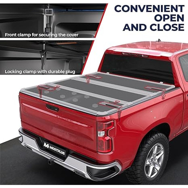 MOSTPLUS Fiberglass Tri Fold Hard Truck Bed Tonneau Cover Comp. 2004-2012 Chevy Colorado, 5 FT Feet