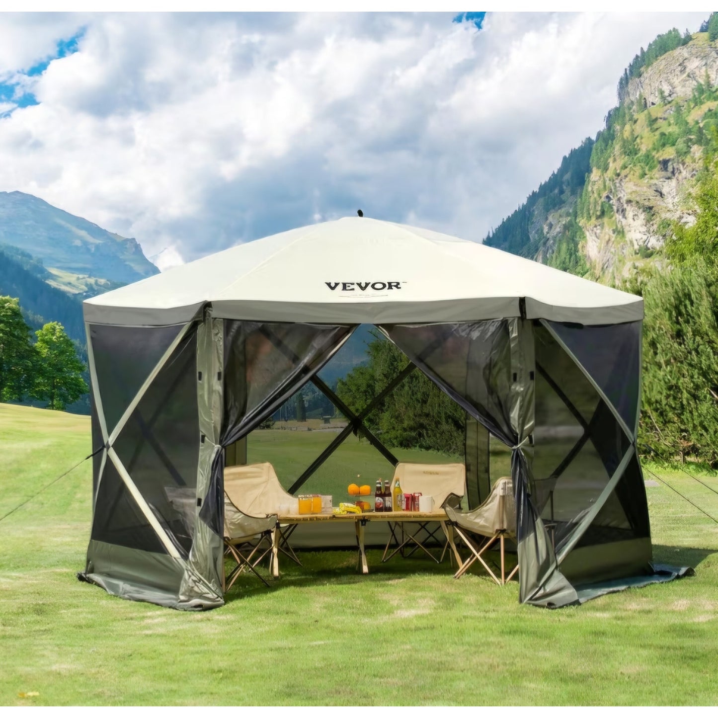 VEVOR 12x12ft Pop Up Gazebo Tent with Mosquito Netting