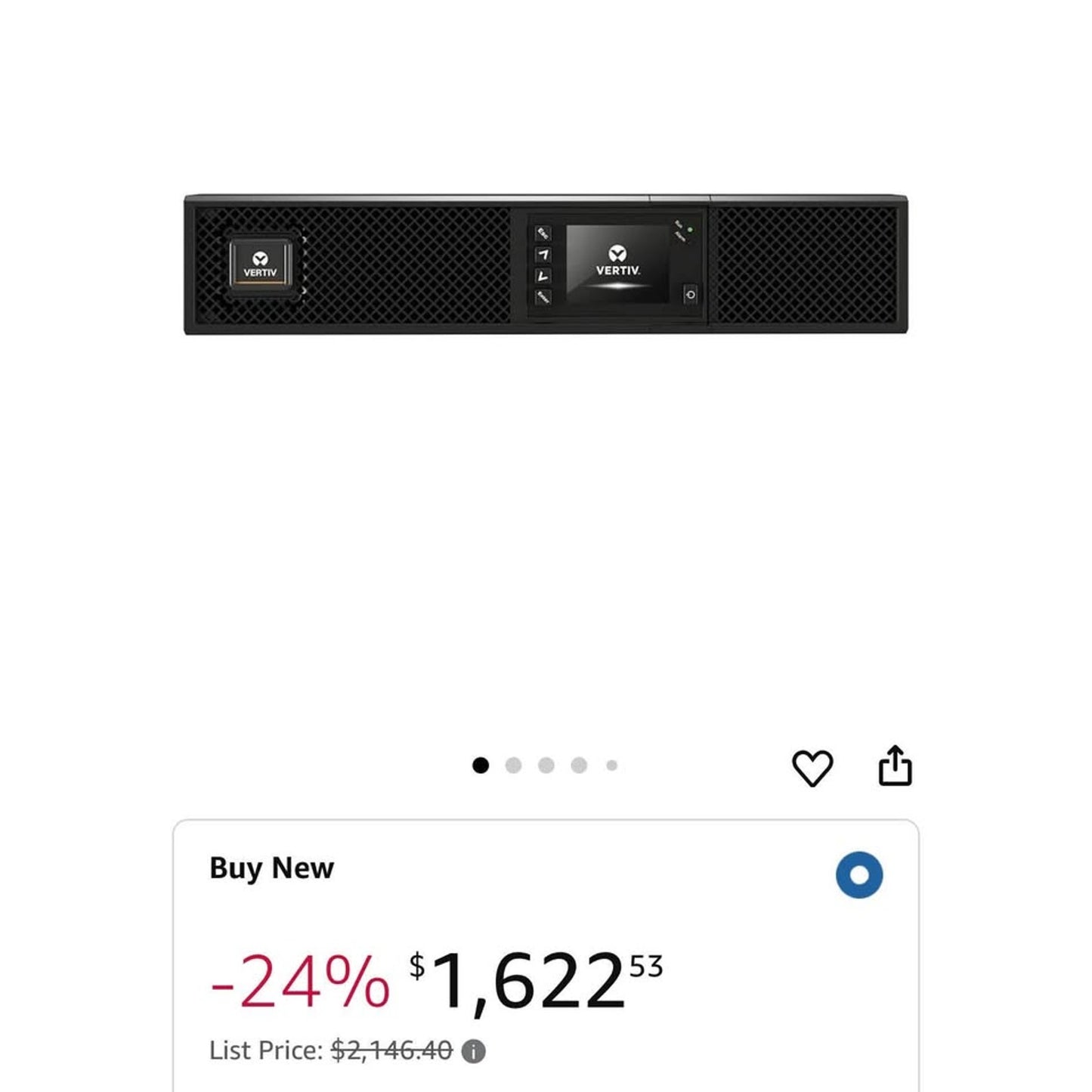 Vertiv Liebert GXT5 UPS - 2000VA/1800W 120V, Online Double Conversion, 2U Rack/Tower, Energy Star Ce