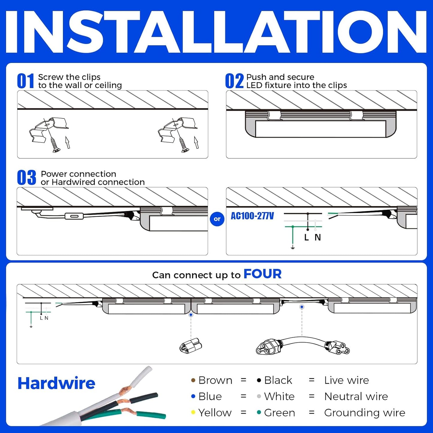 Barrina LED Shop Lights 8FT, 72W 10000LM 5000K, Daylight White, T8 LED Garage Lights, Plug, 10 Packs