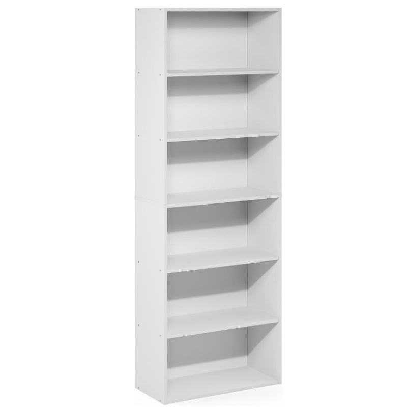 Furinno PASIR 6-Tier Book Shelf, Open Shelves Bookshelf, White