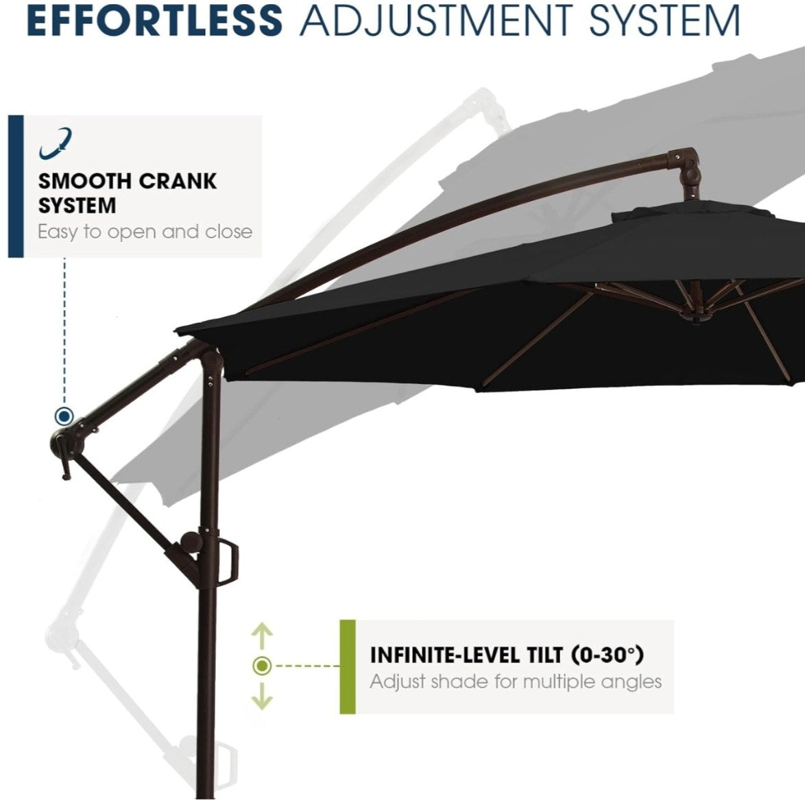 10ft Patio Umbrella with Base Included, Outdoor Offset Cantilever Umbrella, Crank and Cross Base,