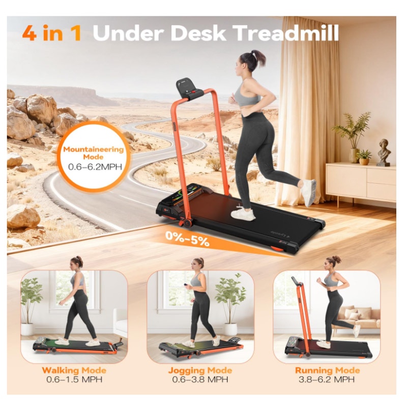Lysole Folding Walking Pad Treadmill with Vibration&Incline,4-in-1 Under Desk