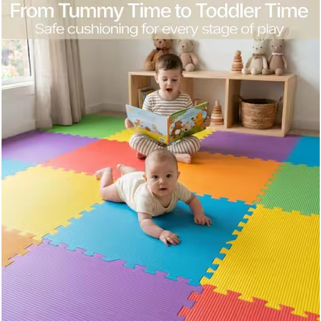 Rainbow Play Mats 24 in. W x 24 in. L x 1/2 in. T Soft EVA Foam Rubber (24 Tiles/96 sq. ft.)
