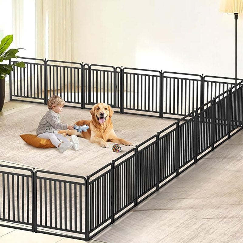 New Thickened Version Dog Playpen, 32 In. Foldable Metal Dog Dlaypen, with Doors (16 Panels)