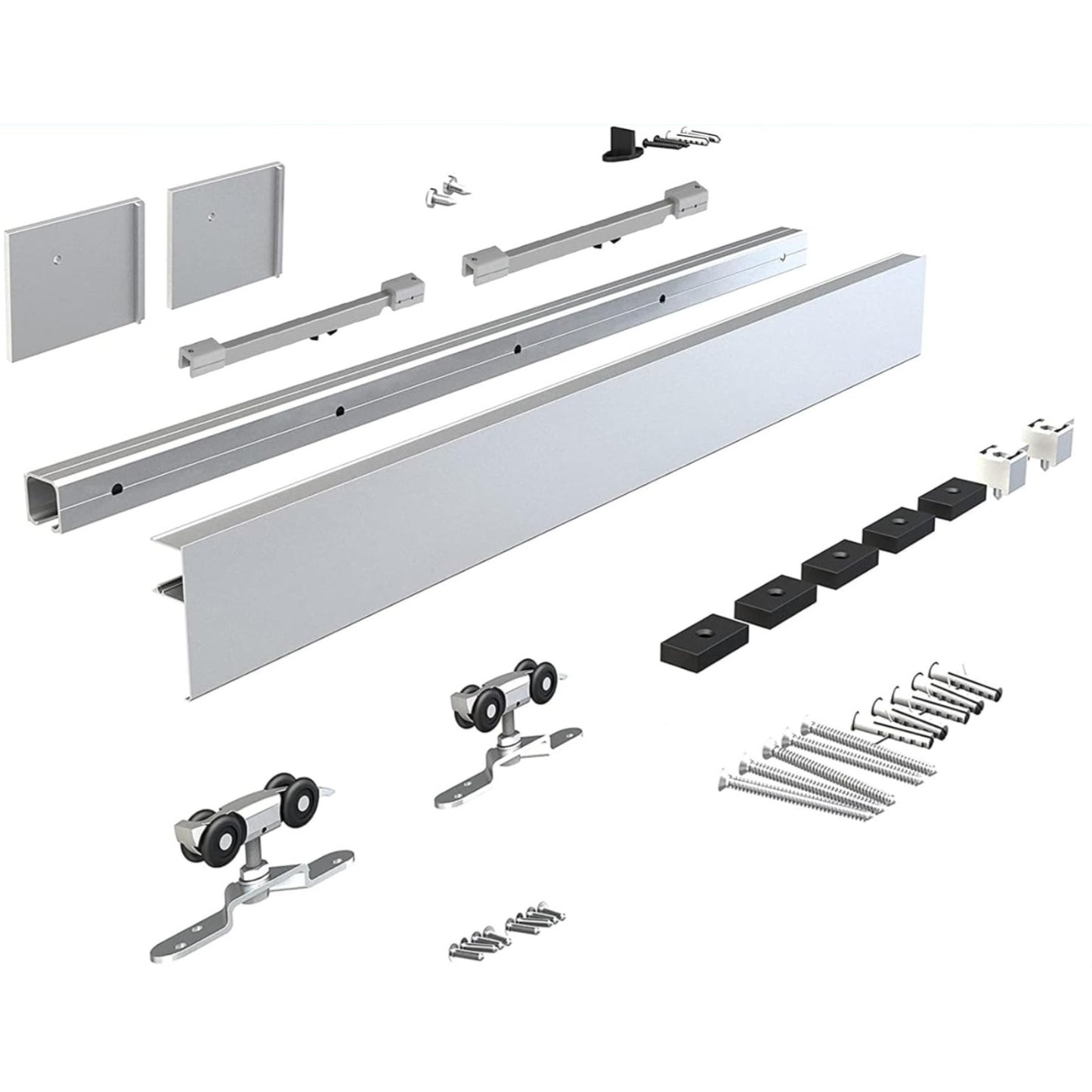 JUBEST 6FT Sliding Barn Door Hardware Kit, Aluminium Alloy Box Rail Hidden Sliding Door Hardware,