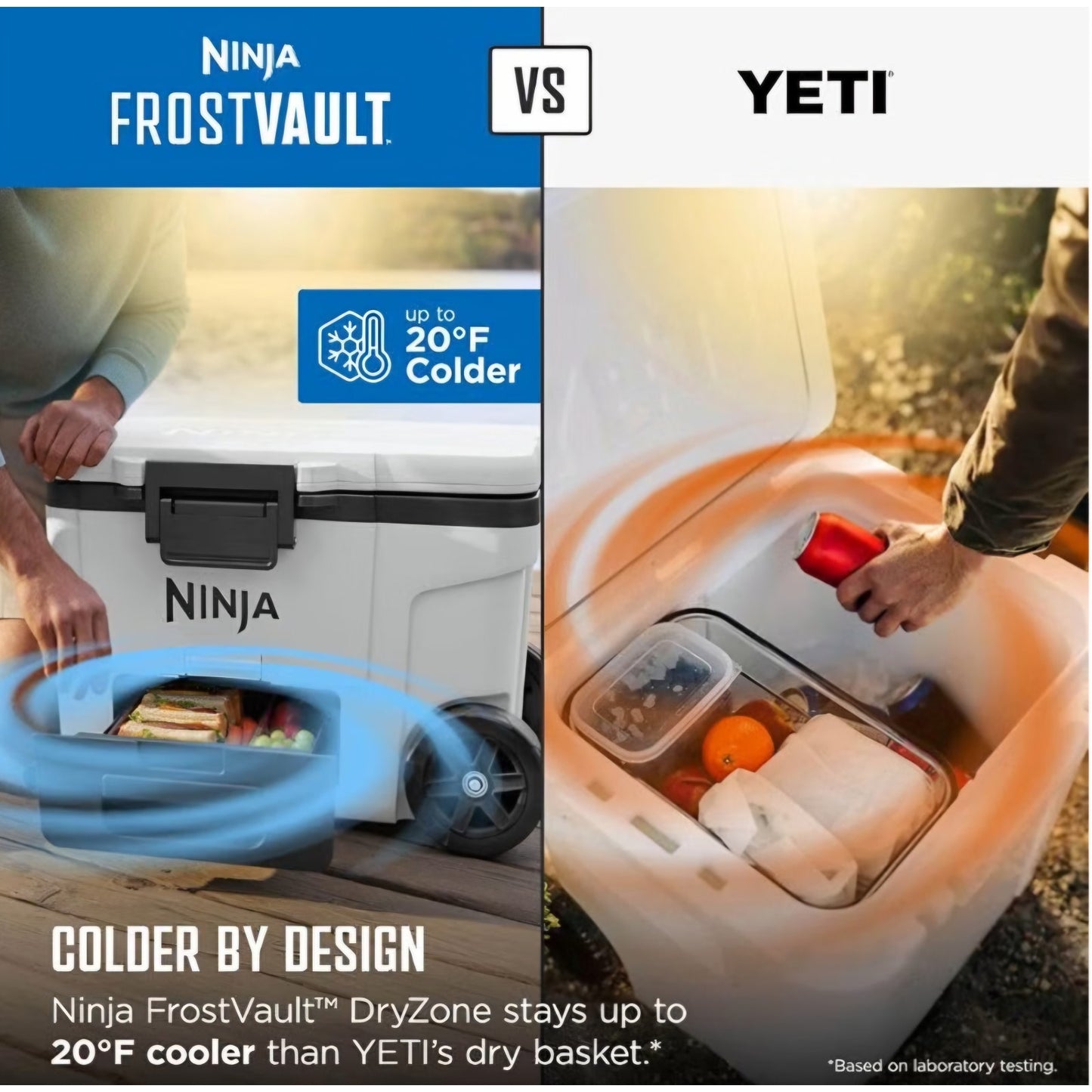 Ninja FrostVault | 65qt Wheeled Cooler with Cold Dry Zone Integrated Fridge Temp Dry Storage Drawer