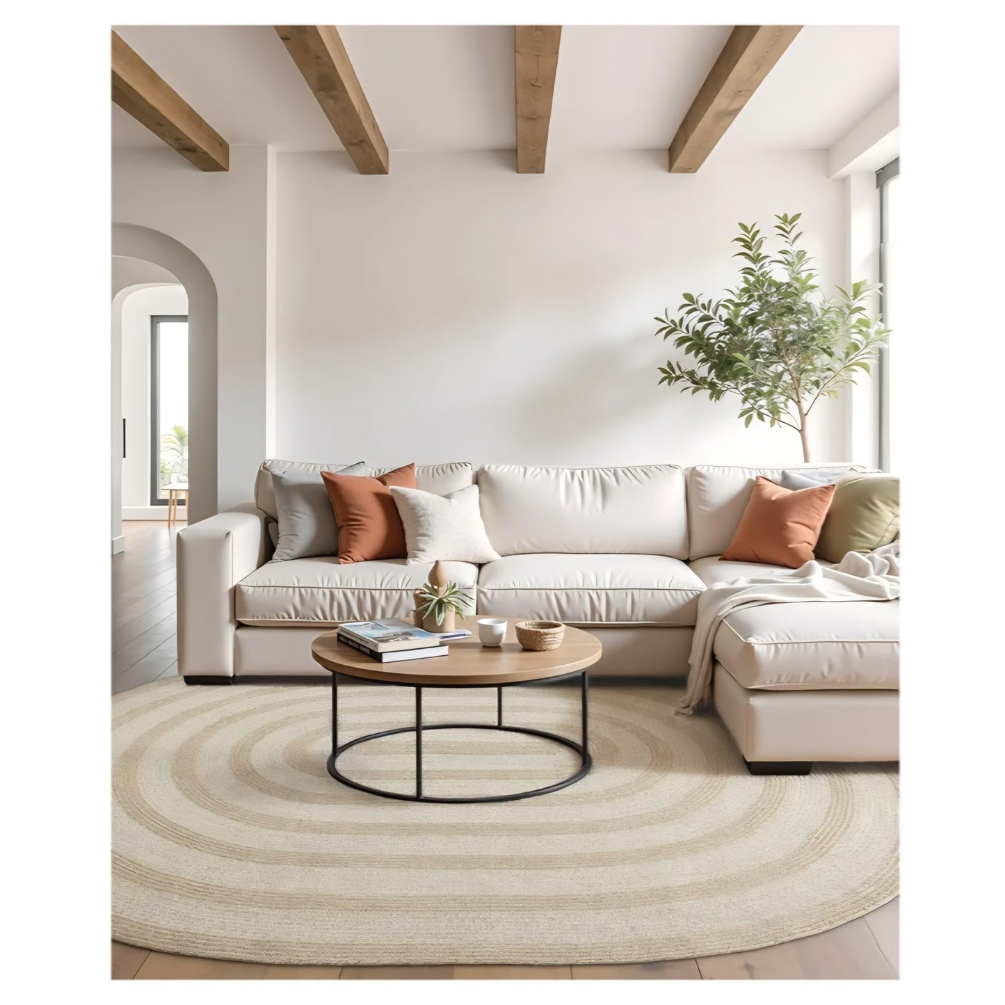 DEXI Oval Jute Rug Natural Fiber 8x10, Braided Woven Sisal Rugs No Shed, Large Neutral